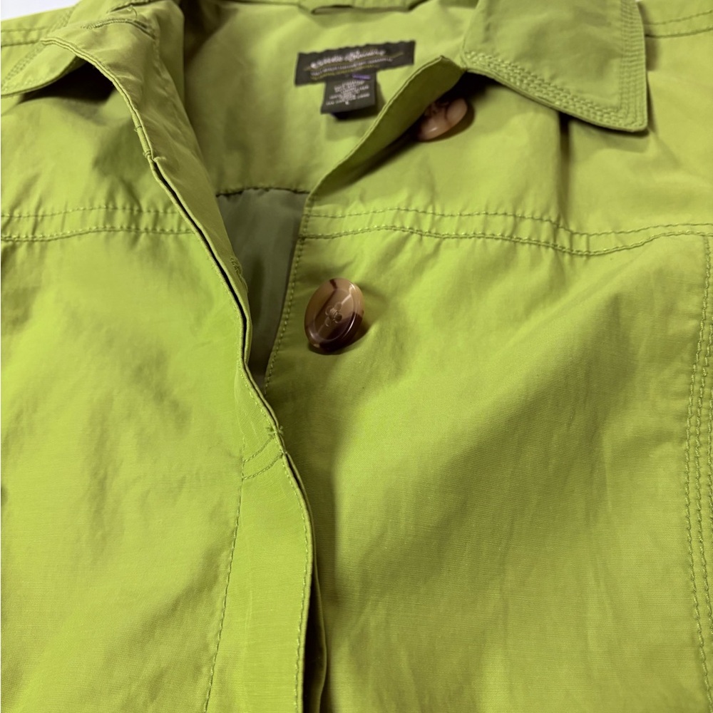 Eddie Bauer Womens Mid Length Rain Trench Coat Green Large - Picture 13 of 13